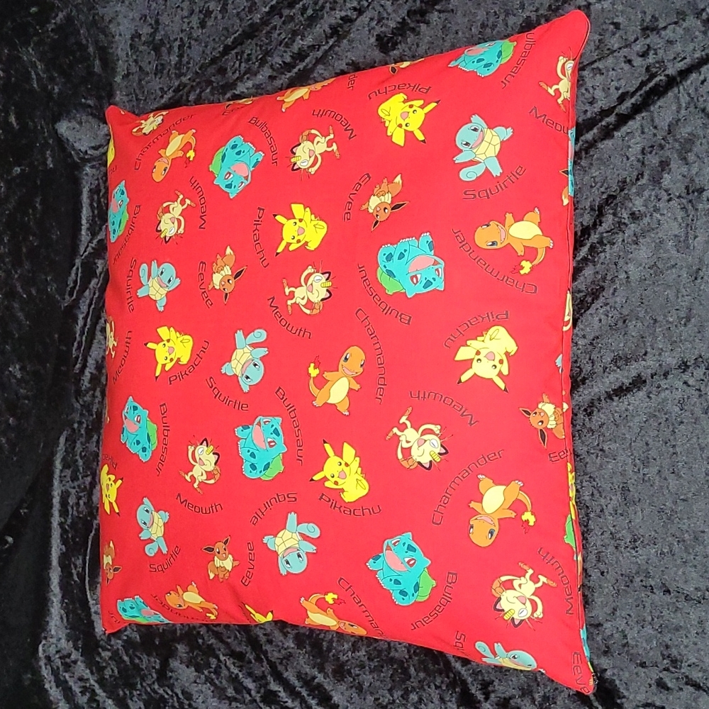 20" by 20" Pokémon Throw Pillow Cover And Pillow Insert  Hand Made Zipper Cover